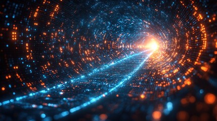 Aufkleber - Digital Highway of Streaming Binary Code in a Cyberpunk Future