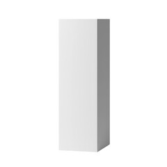 Poster - A tall, blank white cardboard box stands on a white background, ideal for product packaging mockups or design presentations.