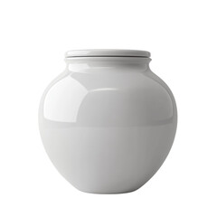 Poster - The image shows a simple, white, ceramic jar with a lid, set against a plain white background.