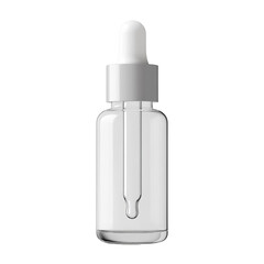 Aufkleber - A clear glass bottle with a white dropper cap stands on a white background, showcasing a minimalist product design.