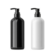 Aufkleber - A black and white pump bottle mockup against a neutral background showcases minimalist product packaging.