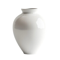 Poster - A sleek white ceramic vase with a simple yet elegant design sits on a white background.