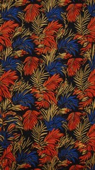 Canvas Print - Tropical leaf pattern textile design, vibrant colors, seamless repeat for fashion