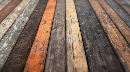 Poster - Colorful weathered wood planks converging.