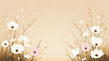 Aufkleber - Delicate floral illustration with soft colors and a serene background