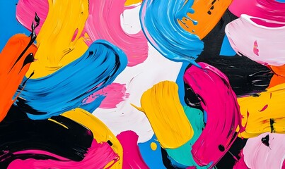 Poster - Vibrant energy in abstract expressionism, bold colors and dynamic forms evoke intense emotions and a sense of movement and depth.