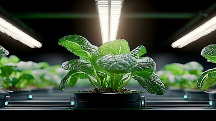 Poster - Smart agriculture system featuring automated irrigation, modern sensors, efficient water management, lush crops thriving in a sustainable environment