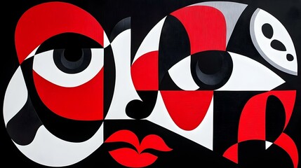 Poster - Abstract Embrace, a vibrant representation of love through bold colors and dynamic shapes, evoking deep emotions and connections.
