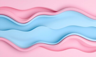 Poster - Abstract pastel pink and blue frame, featuring soft gradients and delicate shapes, creating a serene and calming visual experience.