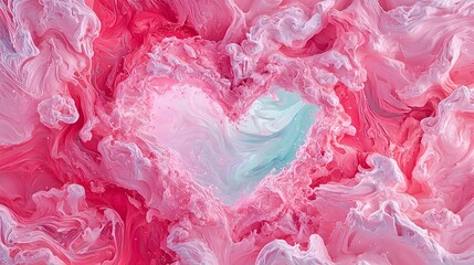 Poster - Vibrant Fusion, an abstract art piece intertwining lush green and soft pink hues, evoking a sense of harmony and creativity.