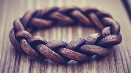Poster - Braided Wooden Bracelet on Wooden Surface