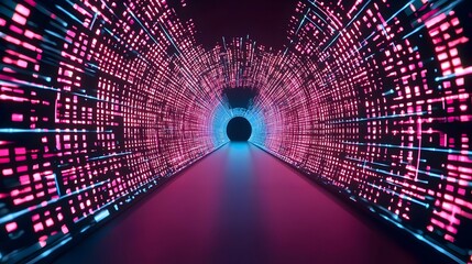 Poster - Abstract visualization of data security, featuring interconnected digital elements, vibrant colors, and protective symbols, illustrating cybersecurity concepts.
