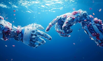 Poster - Harmony of Minds, a vibrant illustration showcasing the collaboration between artificial intelligence and humanity, blending creativity and technology.