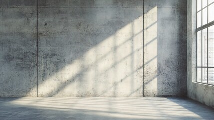 Poster - Minimalist Office Background with Large Concrete Walls and Light
