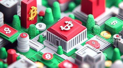 Poster - Digital financial ecosystem, intricate networks of transactions, modern technology integration, global connectivity, dynamic economic interactions