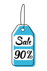 Big discount on products with a sale tag highlighting 90 percent off