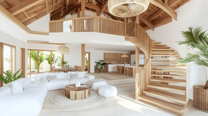 Poster - Contemporary Living Room, airy ambiance, neutral-toned furniture, minimalist decor, inviting atmosphere, stylish design elements, cozy yet sophisticated space