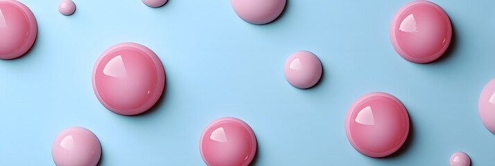 Canvas Print - Pink glossy spheres on a light blue background