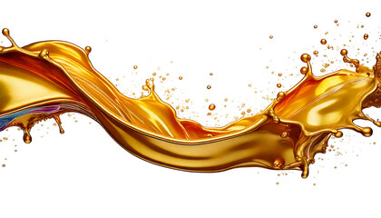 Wall Mural - Golden splash of liquid gold isolated on transparent background, part 7