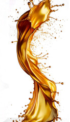 Wall Mural - Golden splash of liquid gold isolated on transparent background, part 6