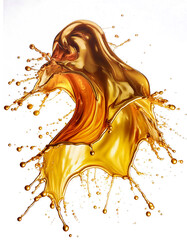 Wall Mural - Golden splash of liquid gold isolated on transparent background, part 2