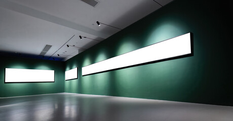 Wall Mural - Blank art frames on green wall