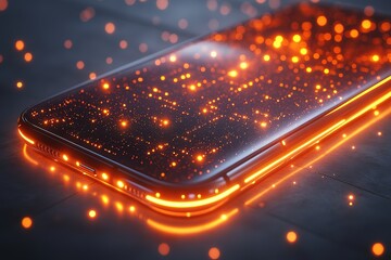 Poster - illuminated smartphone, glowing with inner light. abstract technology concept.