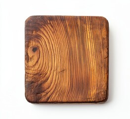 Wall Mural - Square rustic wooden board, brown, grain texture, isolated.