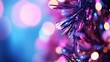 © muji - Vibrant Tinsel and Festive Lights: A Close-Up of Sparkling Holiday Decor