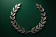 © Udomner - silver award laurel wreath against dark greenery background, greenery, outdoors