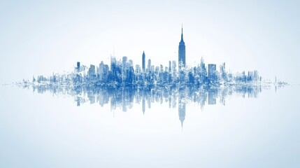 Poster - Cityscape Reflection Digital Blueprint Design