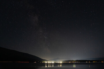 Wall Mural - night stars above Shuswap lake beautiful landscape view
