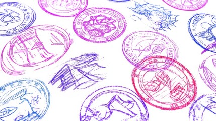 Poster - Colorful Abstract Stamp Impressions on White Background