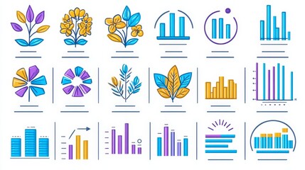 Poster - Colorful Charts, Graphs, and Floral Designs Data Visualization