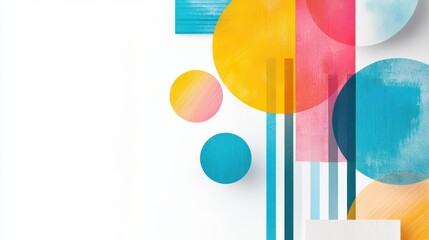Poster - Vibrant Abstract Collage of Colorful Circles and Rectangles with Graphical Elements in Modern Art Style