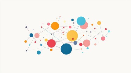 Poster - Abstract Illustration of Colorful Connections in Commerce Representing Dynamic Networks and Interactions