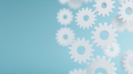Poster - Abstract Representation of Meshing Gears Symbolizing Collaboration and Innovative Thinking in a Modern Environment