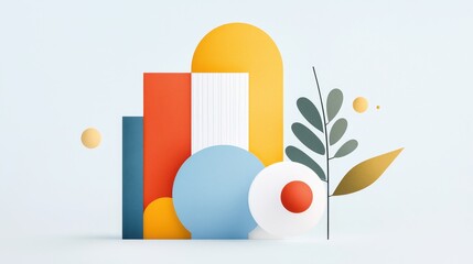 Poster - Abstract Representation of Sustainability Principles in Vibrant Geometric Shapes and Natural Elements