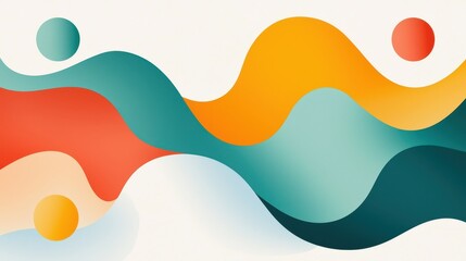 Poster - Abstract Shapes Representing Financial Stability with Fluid Curves and Vibrant Colors
