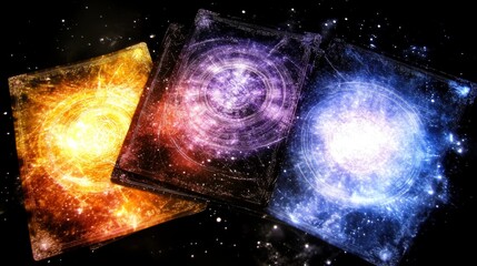 Poster - Cosmic Cubes Mystical Energy Portals Glowing Brightly