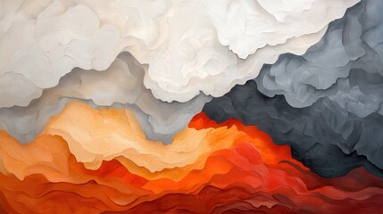Poster - Dynamic Interplay of Fiery Hues and Dark Shadows in Abstract Texture Artwork
