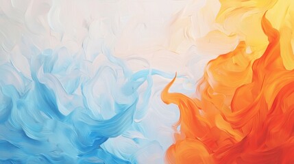 Poster - Dynamic and Energetic Flames Represented with Brush Strokes in Contrasting Colors of Blue and Orange
