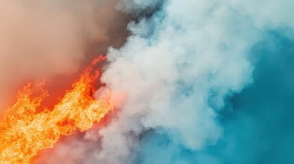 Poster - Flowing Smoke and Bold Flames Intertwining in Vivid Contrast of Colors