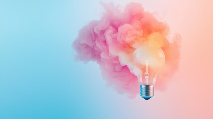 Poster - Abstract Representation of Entrepreneurial Spirit with Colorful Smoke and Light Bulb Symbolizing Ideas and Innovation