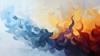 Poster - Abstract Impressionist Artwork Depicting Flames Dancing Gracefully in the Wind with Colorful Swirls and Fluid Movement