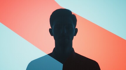 Poster - Abstract Kaleidoscopic Reflections of a Silhouette Against Vivid Colors Illustrating Music and Sound Dynamics