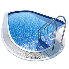 Wall Mural - swimming pool advertisement isolated on white background full depth of field
