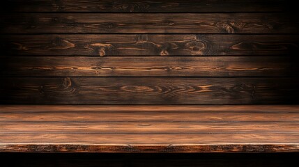 Poster - Dark Brown Wooden Shelf and Background Texture