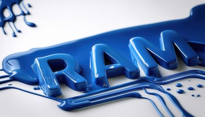 Aufkleber - Creative Splash of Blue Paint Forming RAM Letters