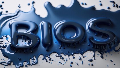 Poster - Glossy Blue Liquid Typography Art Displaying 'BIOS'